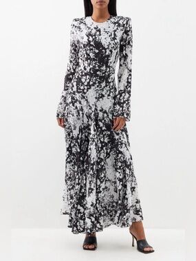 Raey Long Sleeve Printed Silk Maxi Dress 8